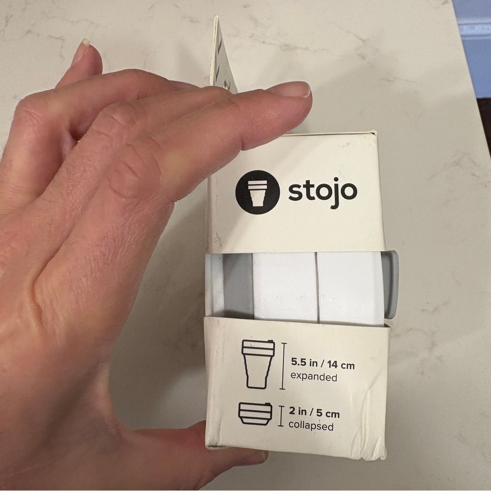 Stojo 16 oz. Collapsible Cup - Grey and White - Picture 3 of 5